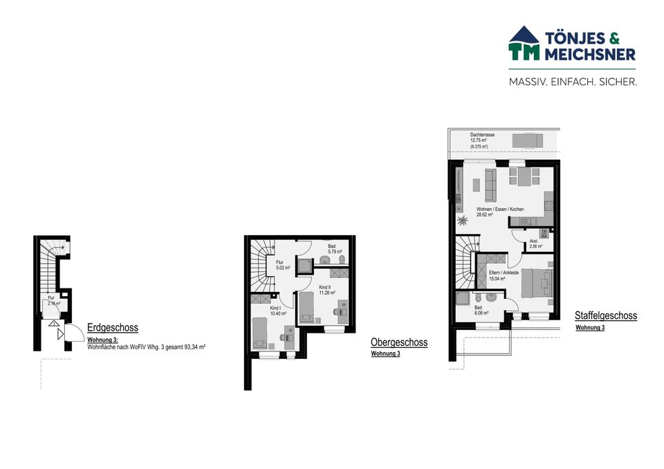 Neubau 4 Zimmer Stadthauswohnung in Osternburg zu vermieten WHG 3 + 6 Ober- / Dachgeschoss in Oldenburg