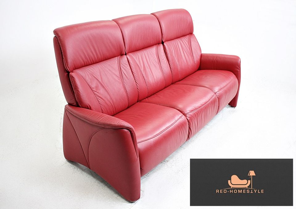 Hukla Designer Sofa Dreisitzer Leder Rot Couch Wohnen Sessel in Lage