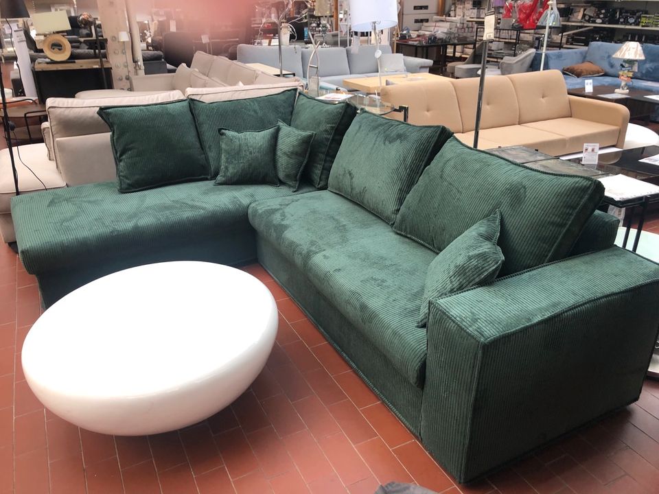 Sofa Garnitur L-Form Ecksofa "Andora" Couch Cord Grün in Bremen