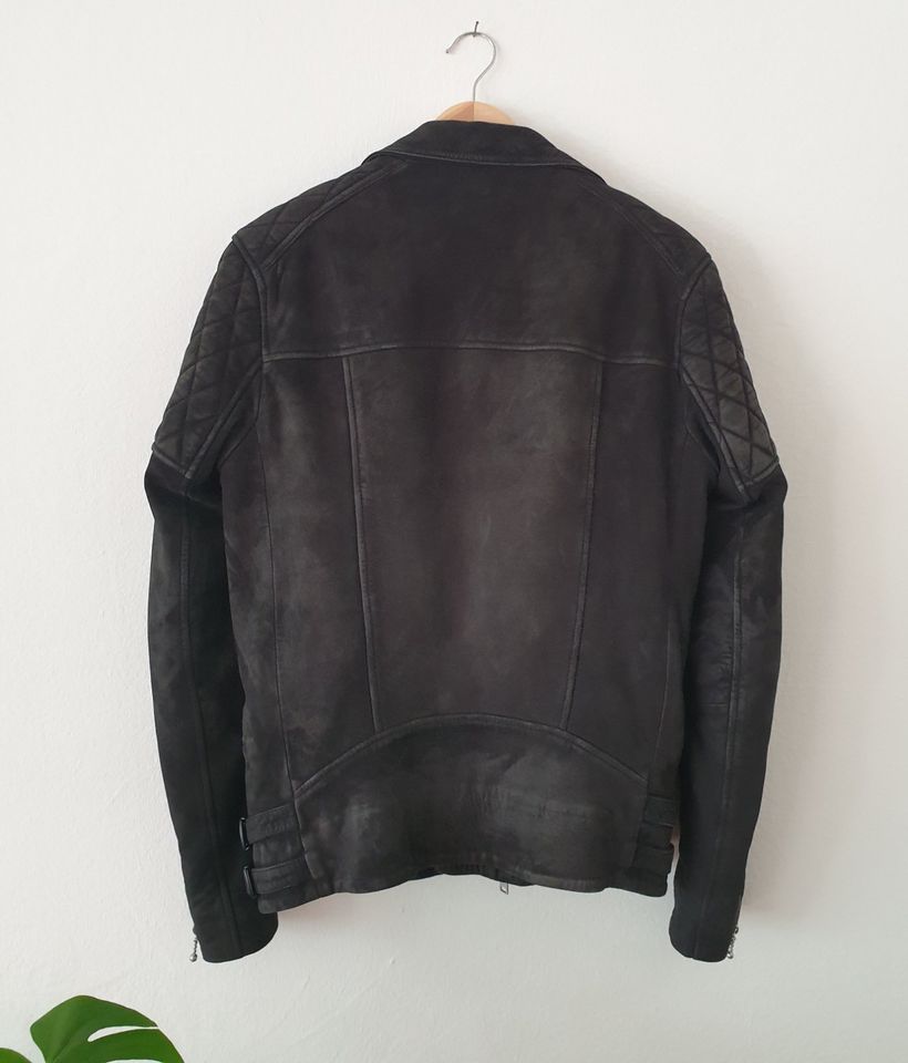 NEU AllSaints LEATHER Wildleder Kenji Biker Jacke Herren Schwarz in Berlin