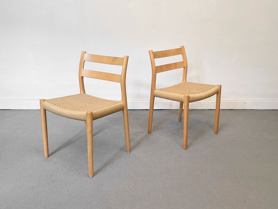 1/2 Niels O. Møller Stühle Eiche Oak Chairs Modell 84 Set 2 1955 in Berlin
