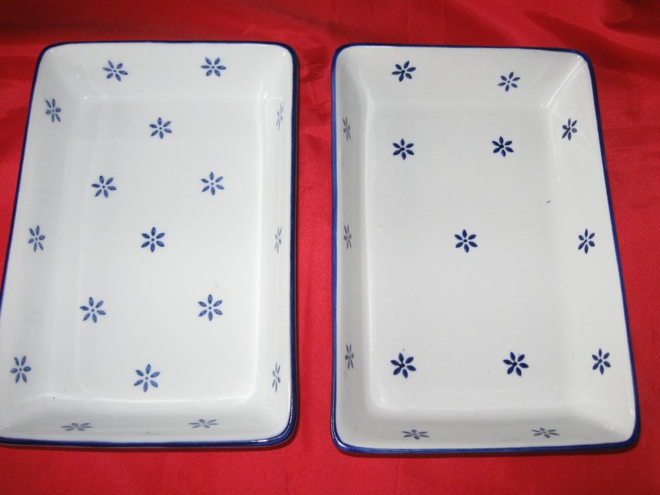 2 einwandfreie schöne 'Gratin-Formen weiß-blau, 22,5x15,3 cm, in Kaiserslautern