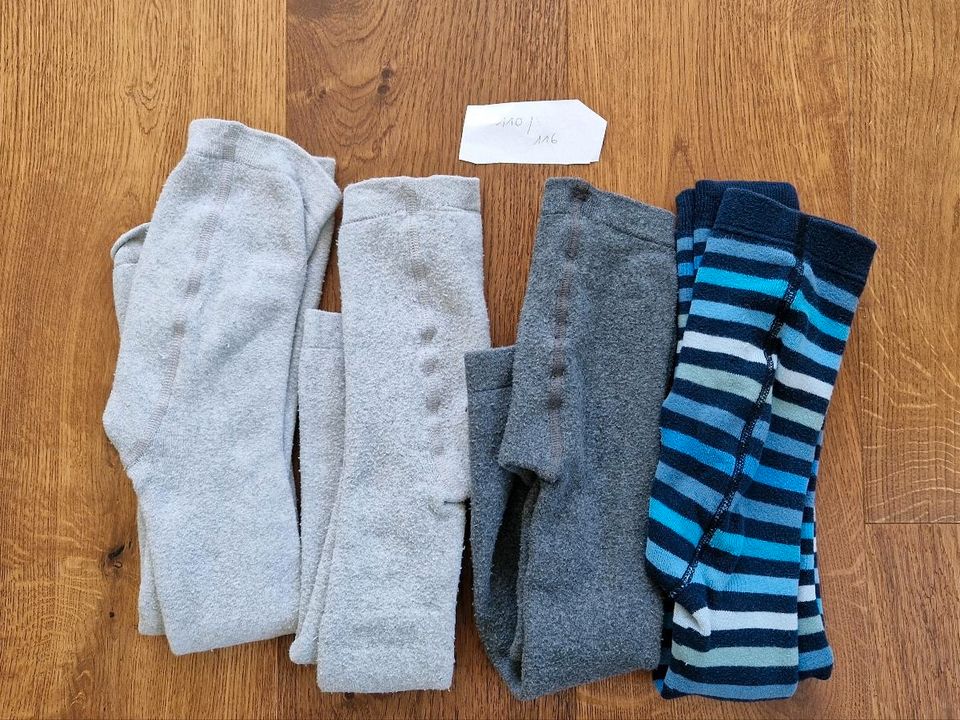 4 Thermoleggings Gr 110/116 Set (4 für 3,50€) grau blau gestreift in Muldestausee