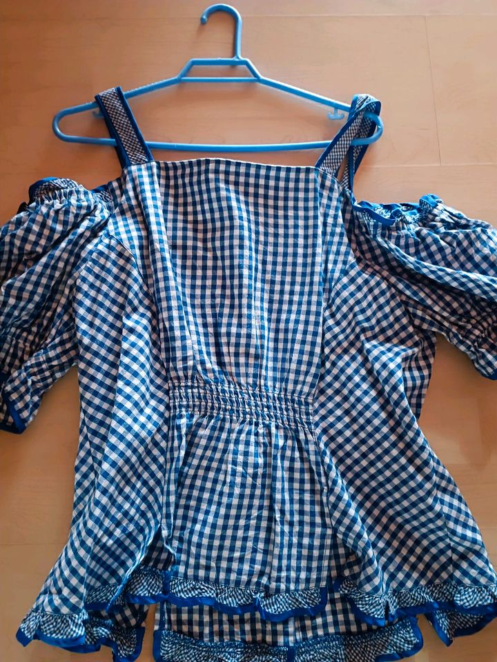 Landhaus Oktoberfest Bluse Blau für Tracht / Lederhose in Bad Saulgau