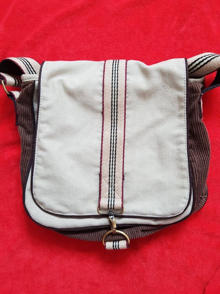 Umhängetasche Tasche Handtasche beige/braun leicht aus Stoff in Kleve