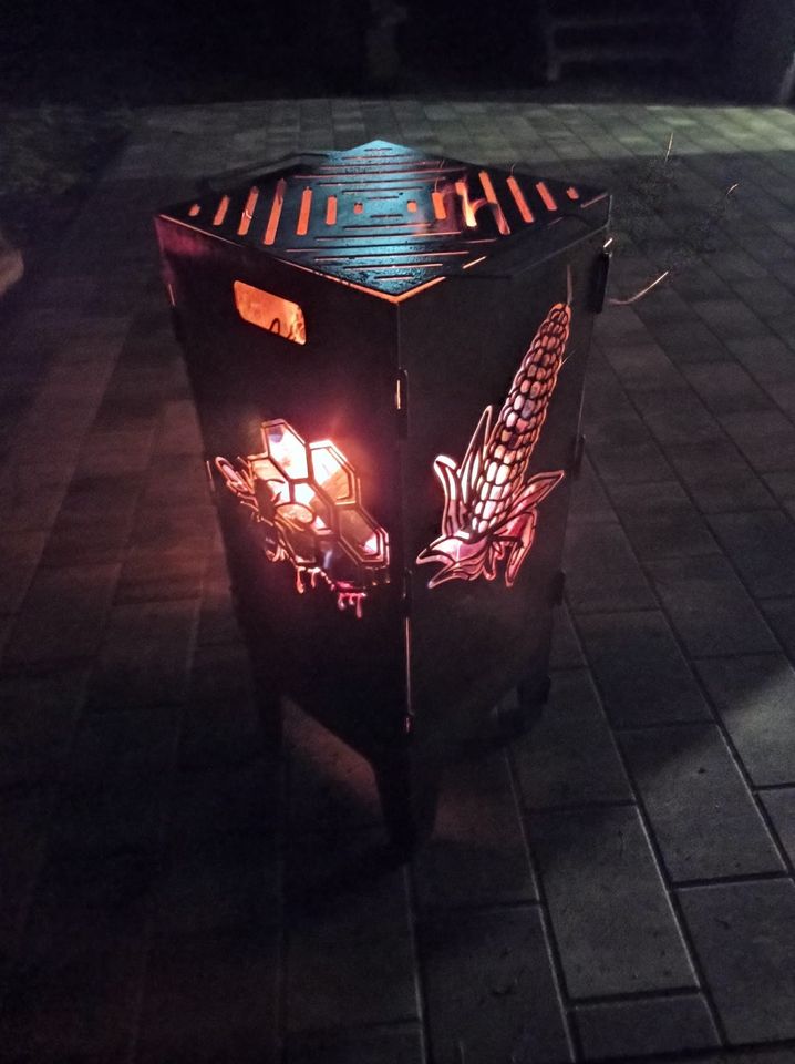 Feuerkorb, personalisiert mit Wunschmotiv inkl. Versand, Feuertonne, Feuerschale Grillplatte Plancha  Geburtstagsgeschenk Hochzeitsgeschenk Gartendeko Grill Gartenfeuer in Creußen