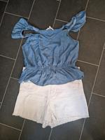 Clockhouse Shirt Knopfleiste & high waist Jeans mit Fransen gr 42 Schleswig-Holstein - Flensburg Vorschau