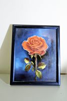 Rosa Rose Bild Rahmen Blau mit Glass Blumen Gemälde Hannover - Ricklingen Vorschau