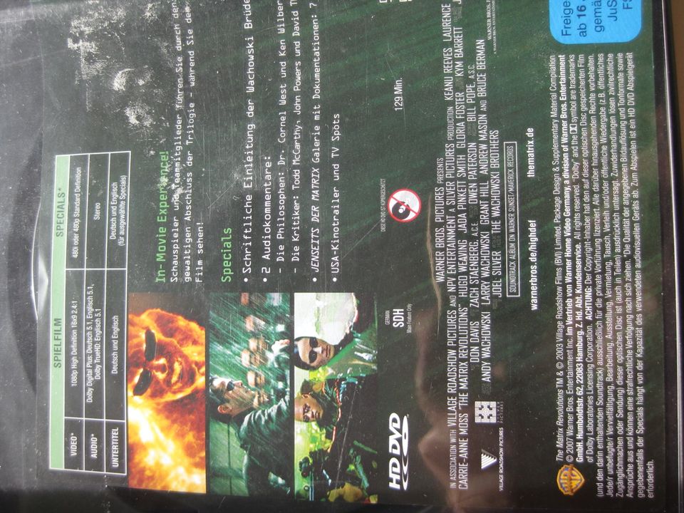 MATRIX HD-DVDs Revolutions/Matrix Reloaded alle 3 Filme BOX-Set in Heidenau