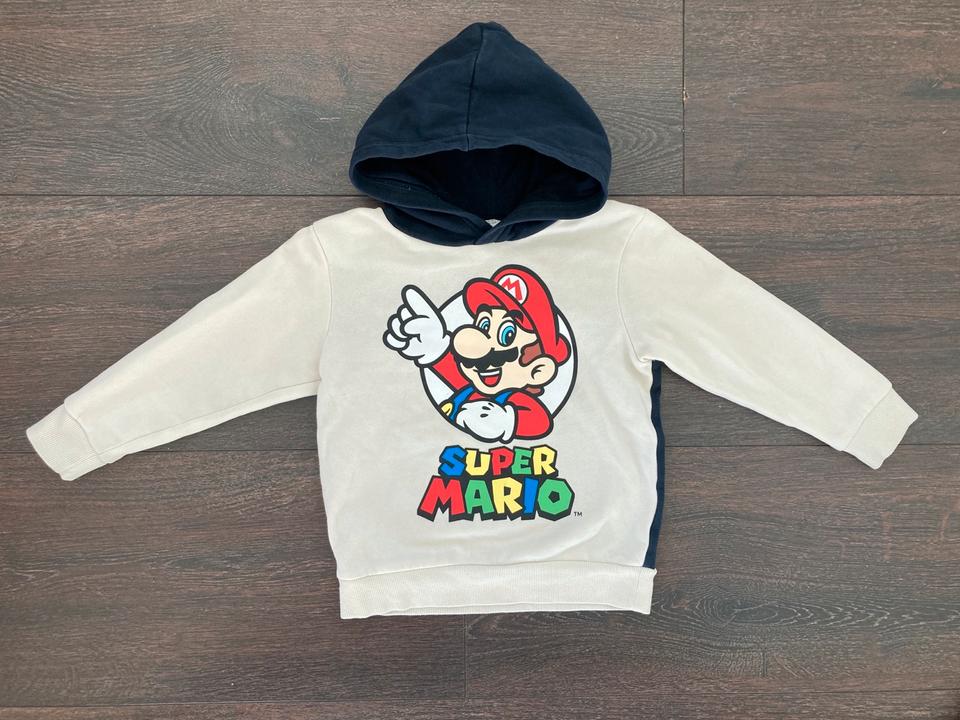 Super Mario Hoodie weiB schwarz GroBe 98 104 H M