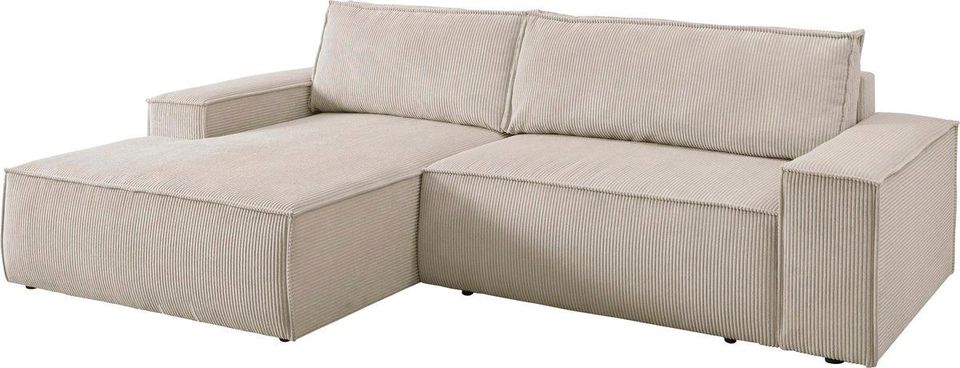 NEU Sofa Couch Cord Beige L Form Schlaffunktion Kasten Block in Köln