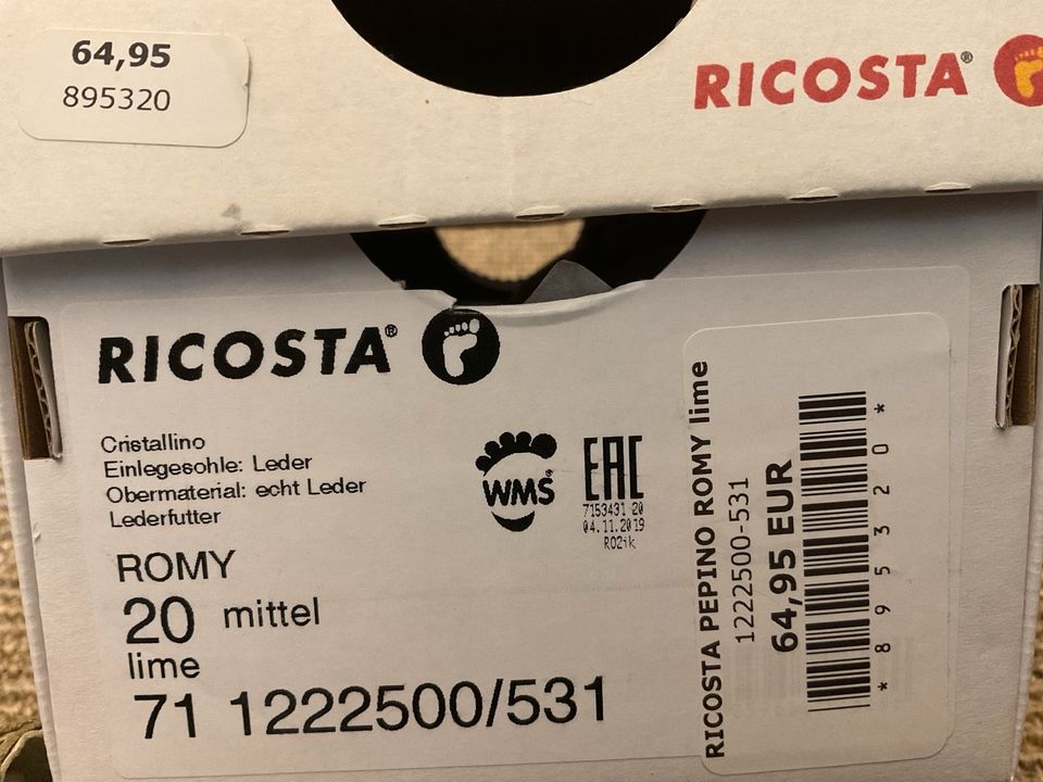 NEU! RICOSTA PEPINO ROMY lime mit Schnürung mittel Gr. 20 in Berlin