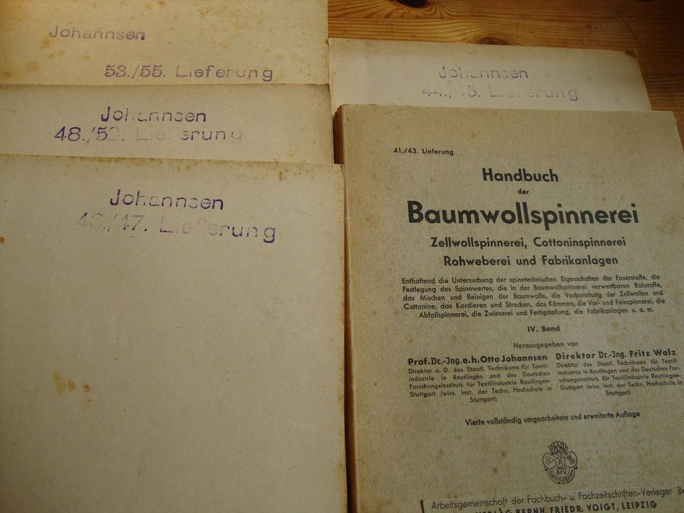 Otto Johannsen - Handbuch der Baumwollspinnerei - 1948 - Band 1-4 in Bremen