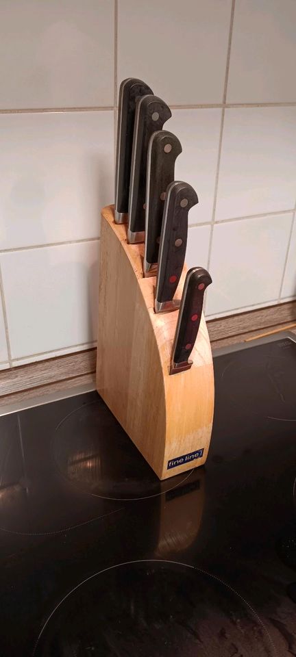 Messerset 5 teilig inkl. Holz-Messerblock Küchenmesser Fine-line in Wangen im Allgäu