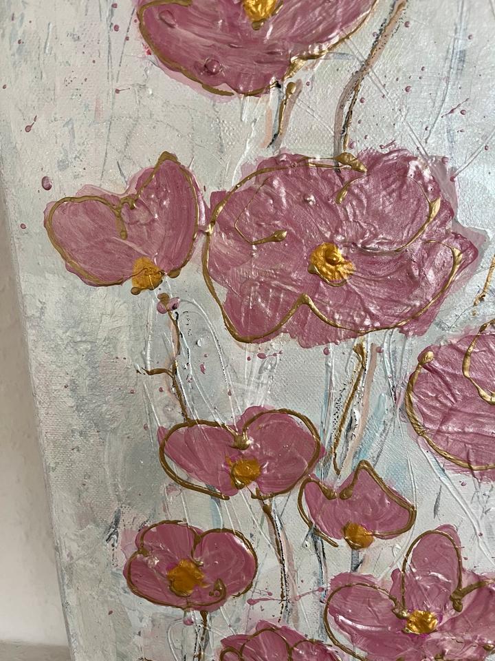 Bild, Deko, auf Leinwand, abstrakt, Blumen, Handarbeit 30x100cm in Oberstdorf