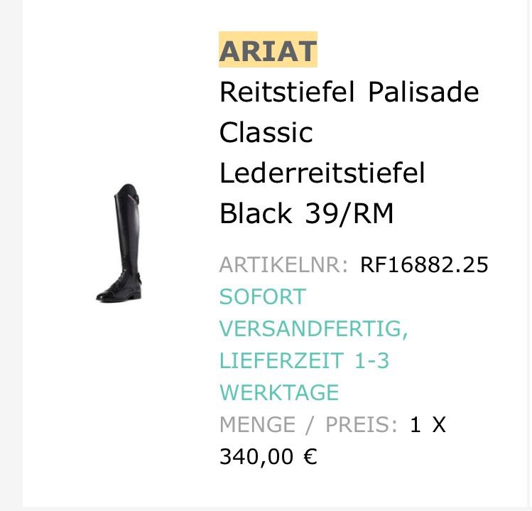 Niedrigster Preis! Reitstiefel Ariat Palisade 39RM  neu verpackt in Bannewitz