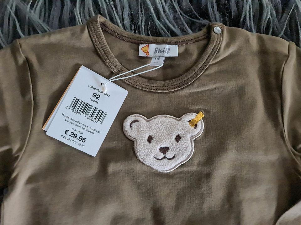 Steiff Langarm T-Shirt Oberteil mit Bär Gr 92 ⭐️ NEU ⭐️ in Dahn