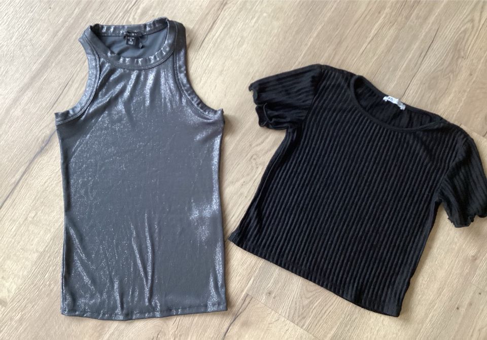 2 Tops Shirts Zara Amisu metallic schwarz S Set in Bad Waldsee