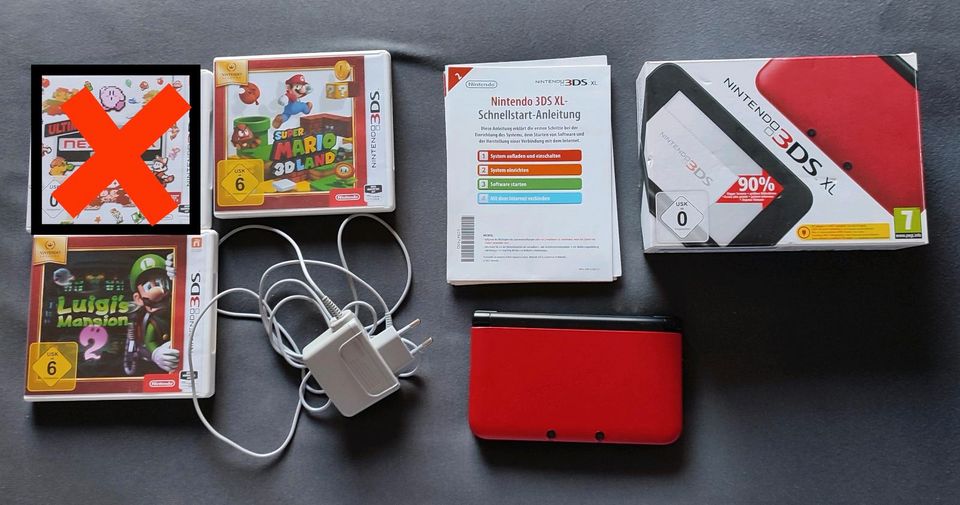 Nintendo 3DS XL in rot mit 2 Spielen in Schondorf am Ammersee