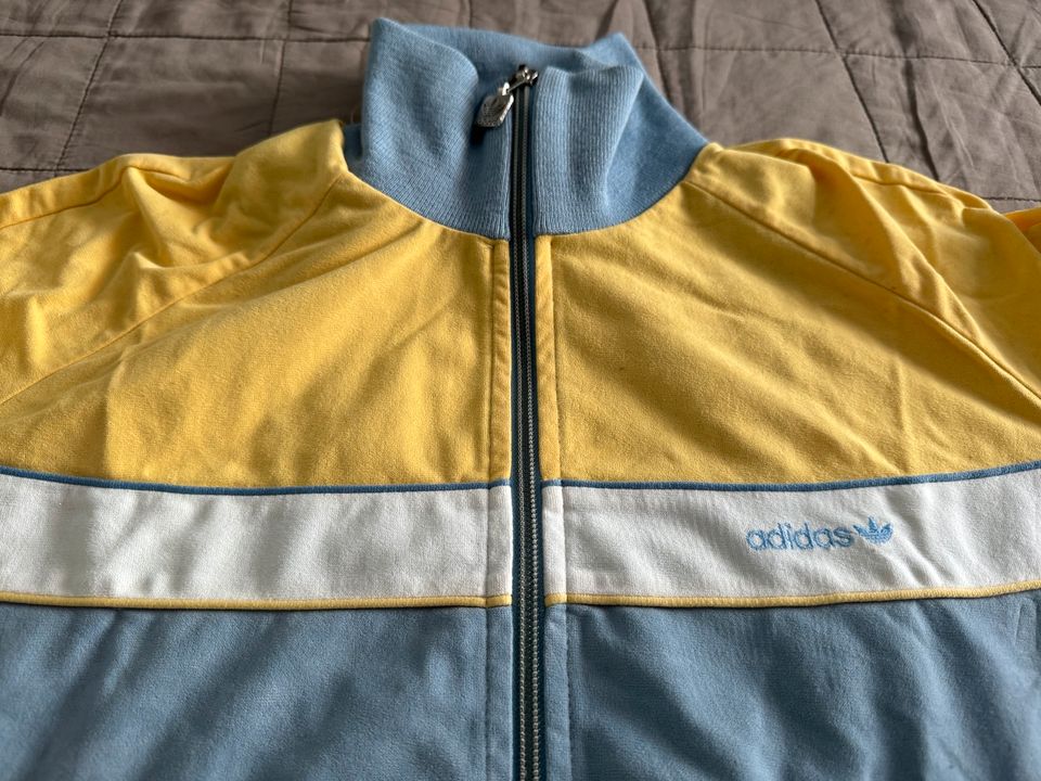 Adidas Vintage Velour Track Top Gr S Blau/Gelb Made in West DE in München