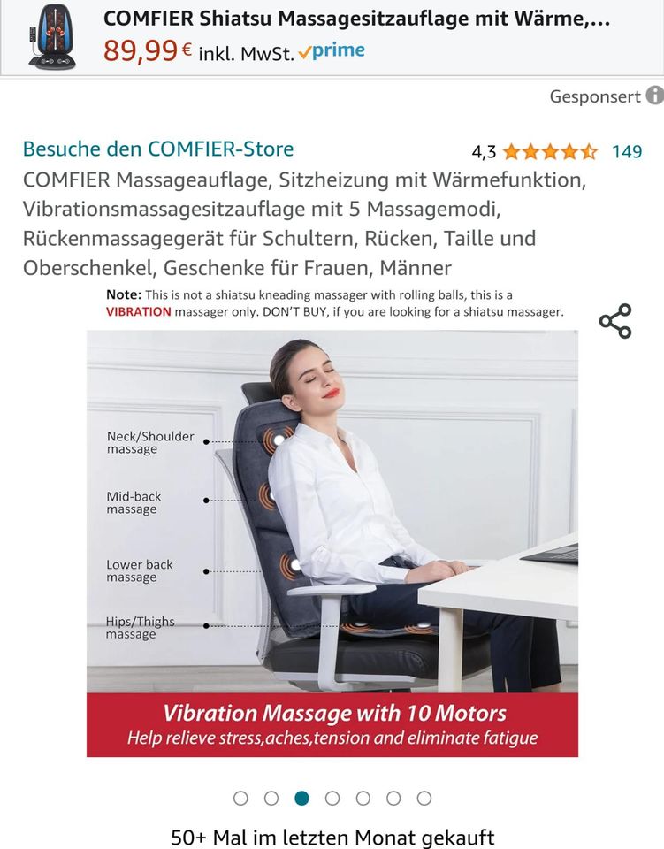 Massageauflage, Massagegerät neu in Wolfenbüttel