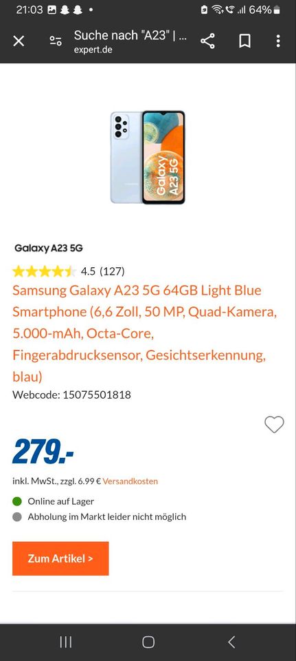 Samsung A 23 neu in Bottrop