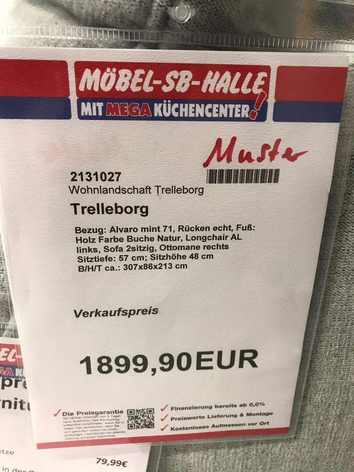 Wohnlandschaft Trelleborg Alvaro mint Bettfunktion statt 2599,58€ in Kulmbach