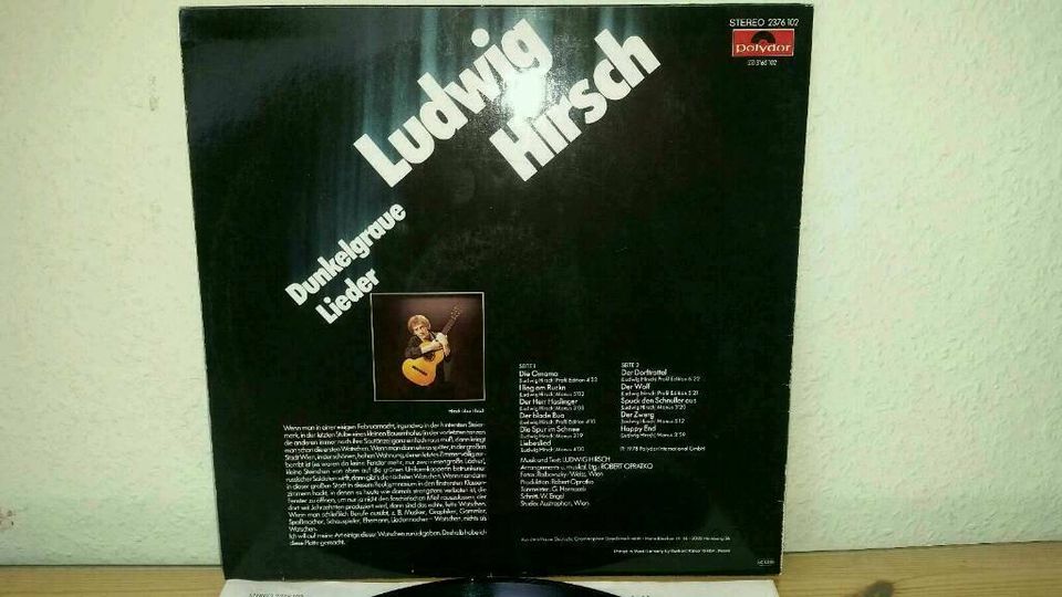 Ludwig Hirsch Dunkelgraue Lieder LP Polydor Vinyl Schallplatte in Kasbach-Ohlenberg