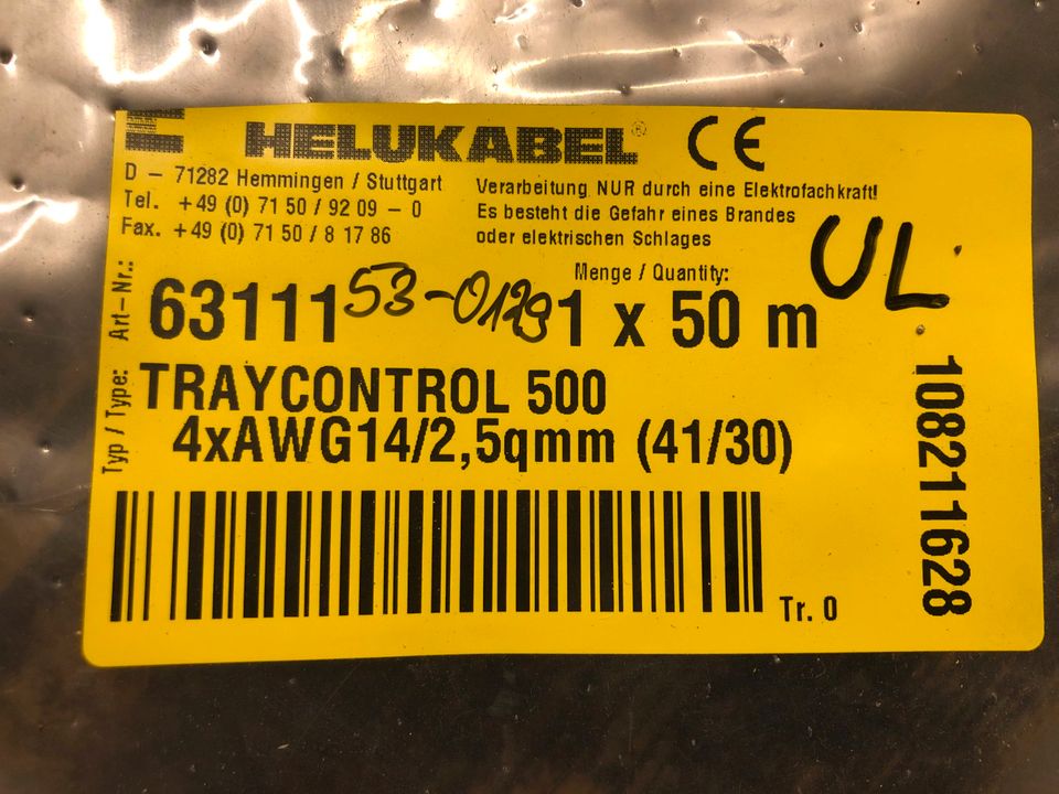 Helukabel Traycontrol 500, 4xAWG14/2,5qmm 63111, ca. 40lfdm, NEU in Wallmerod