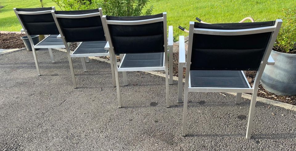 4 Terrassenstühle mit Armlehne, Aluminium, stapelbar in Saarbrücken