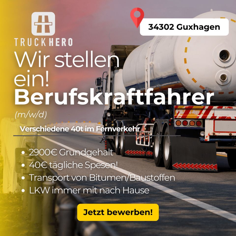 Berufskraftfahrer(m/w/d) mit 800€ Spesen im Fernverkehr! in Guxhagen