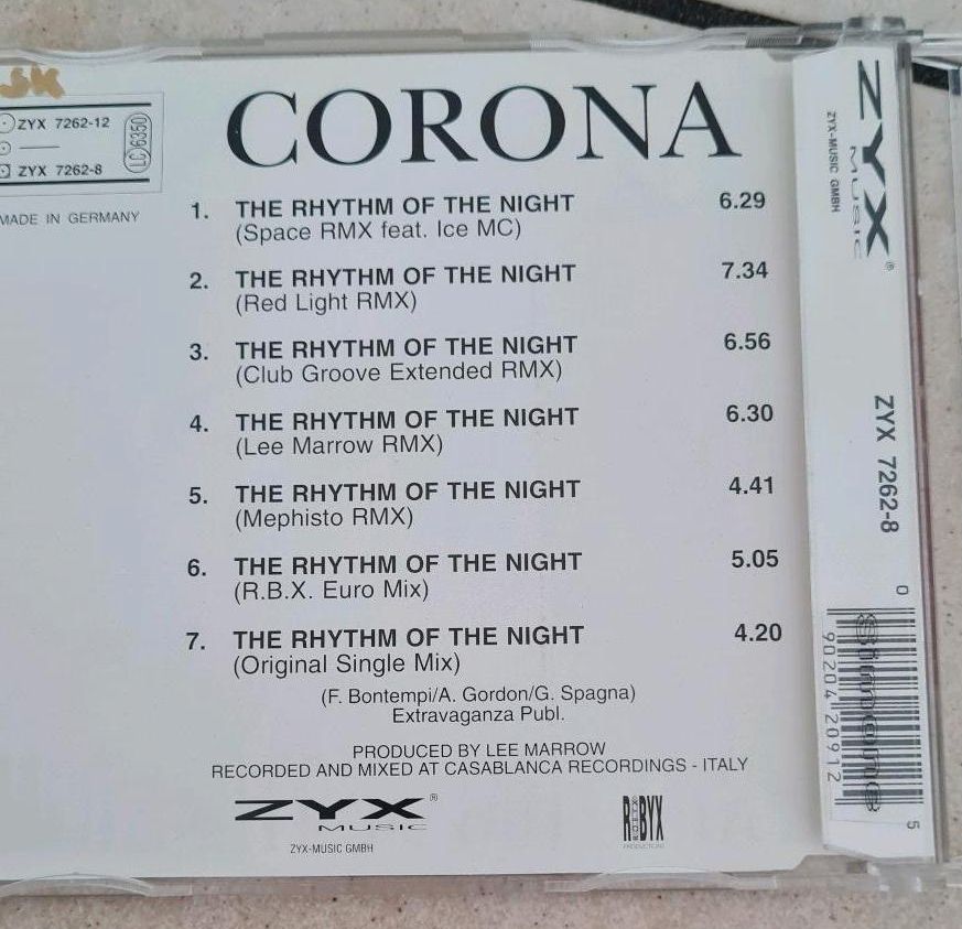 CD Corona, The Rhythm of the Night. REMIX in Mühlhausen-Ehingen