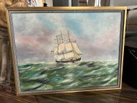 Großes Gemälde Dänemark Schiff auf Meer signiert Hedman Niedersachsen - Calberlah Vorschau