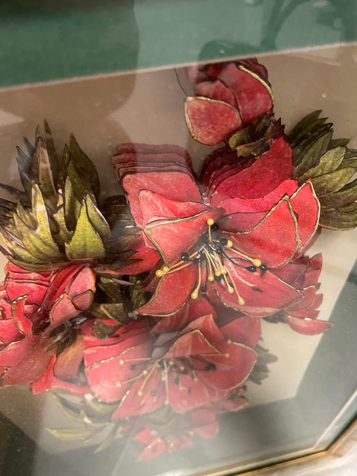 Einmalige Handarbeit Lilien Blumen Bild mit Bilderrahmen in Horb am Neckar
