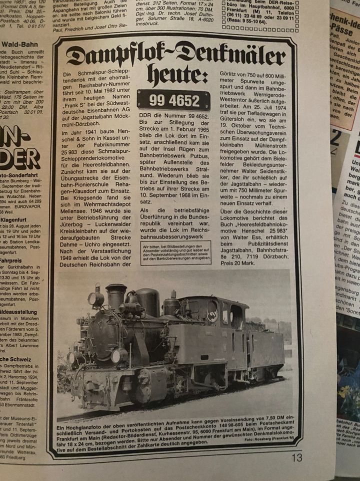 Alte Bahnzeitung Blickpunkt DB Jahrgang 82 und 83 in Blaubeuren