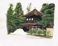 Buddhistischer Tempel in Japan, Zeichnung, Aquarell, A4 Berlin - Reinickendorf Vorschau