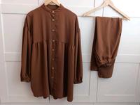40 Damen Sommer Set Zweiteiler Bluse Langarm Braun Hose Berlin - Neukölln Vorschau