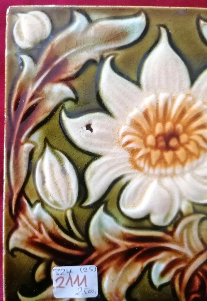 Jugendstil - ENGLAND FLIESE Motiv mit Blume Rarität um 1900 in Wiesbaden