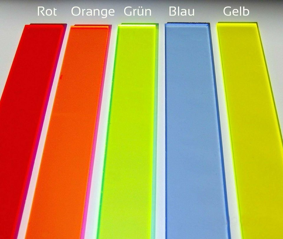 Acrylglas 3mm stark fluoreszierend Gelb/ Orange/ Rot od. Bl in Reutlingen