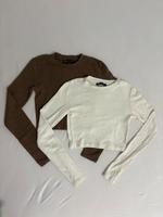 Zara Langarm Crop Tops – Weiß & Braun – S Bayern - Kelheim Vorschau