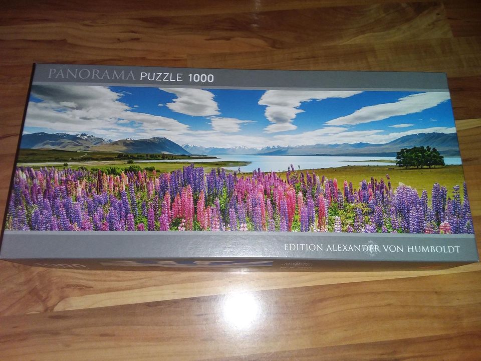 Puzzle, 1000Teile, Blumen,Panorama Lake Tekapo Landschaftsbild in Vitte