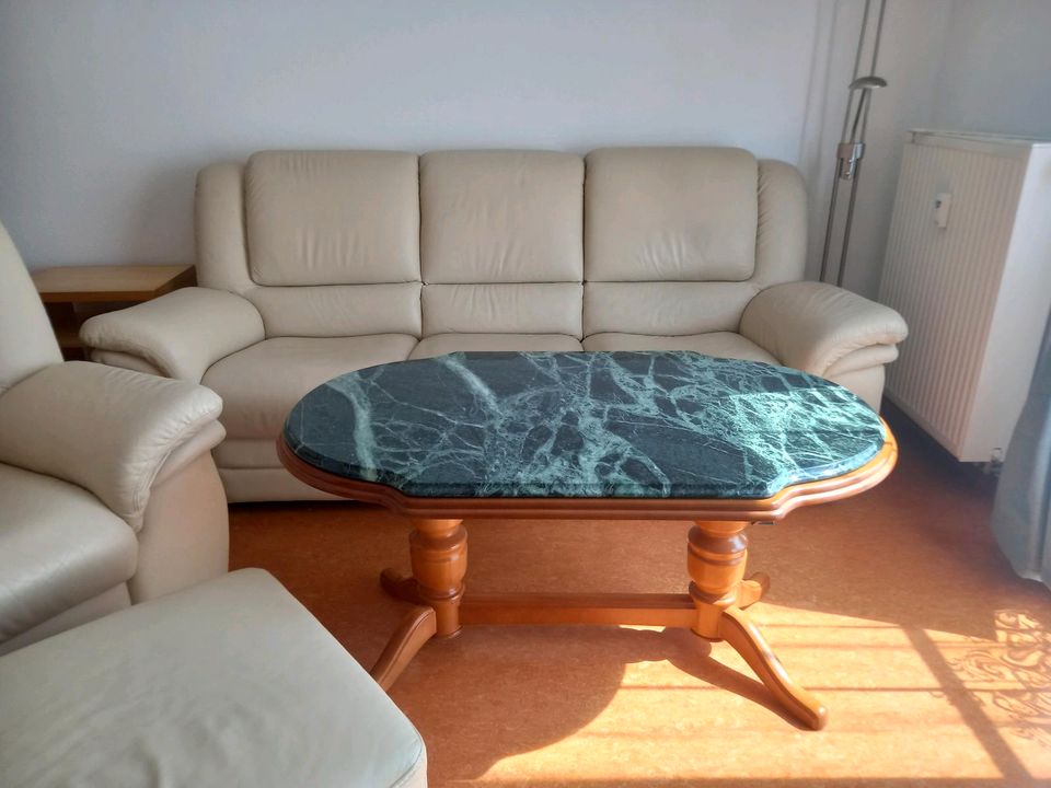 Echtleder Leder Sofa Couch elfenbein beige elektrisch verstellbar in Meißen