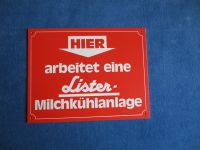 Werbeschild "Lister Milchkühlanlage", Kunststoff, unbenutzt Niedersachsen - Lilienthal Vorschau