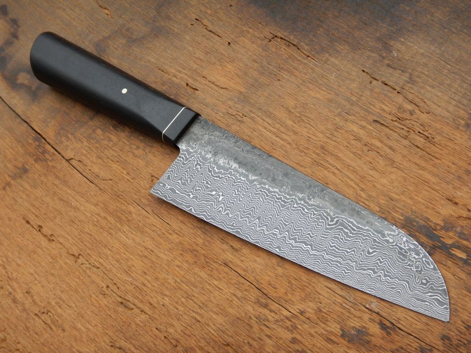 Santoku japanisches Kochmesser Damastmesser Handarbeit in Meschede