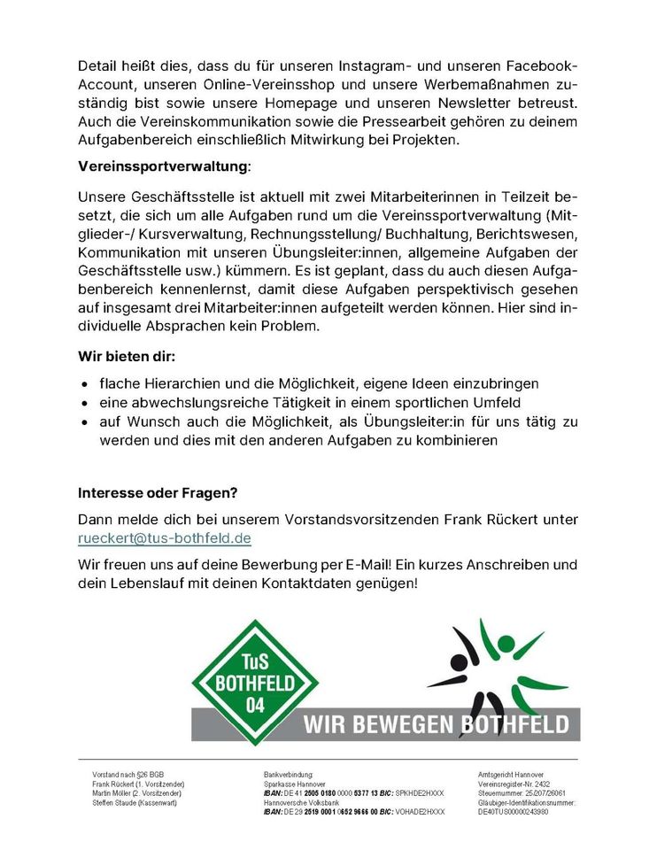 Social Media Management, Vereinsmarketing, Vereinssportverwaltung in Hannover
