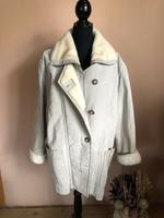 Vintage Echt Leder Winterjacke Creme Gr.40-42 Hessen - Marburg Vorschau
