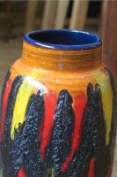 hohe Bodenvase 1960/70 alt fat lava selten orange rot gelb klasse Nordrhein-Westfalen - Windeck Vorschau