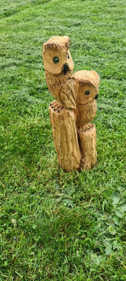 Kettensägenkunst,Holz ,Figuren, Skulpturen, Carving Eulen in Bad Lausick