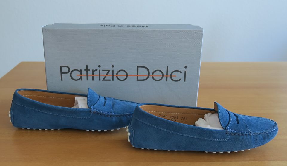 Schuhe Mokassins Slipper Patrizio Dolci Gr. 35 1/2 Blau Leder in Wetzlar