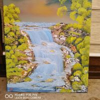 Ölgemälde 30 x 40 cm Wasserfall nach Art von Bob Ross Nordrhein-Westfalen - Oberhausen Vorschau